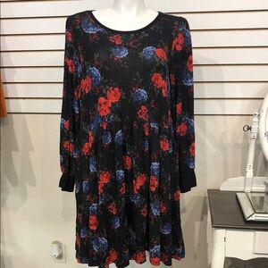 Torrid Black Dress with Red and Blue Floral Design